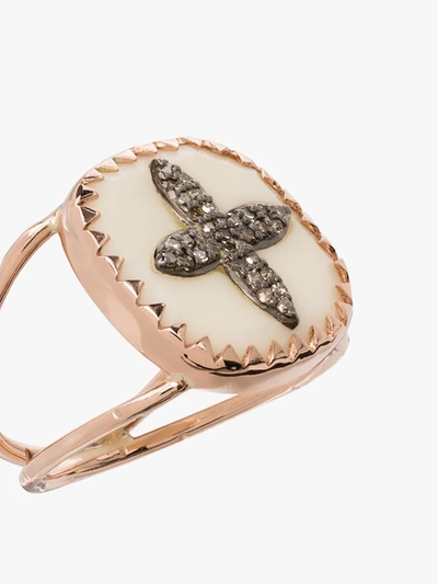 Pascale Monvoisin 9ct Rose Gold Bowie N 2 Diamond And Bakelite Ring In White Rose Gold