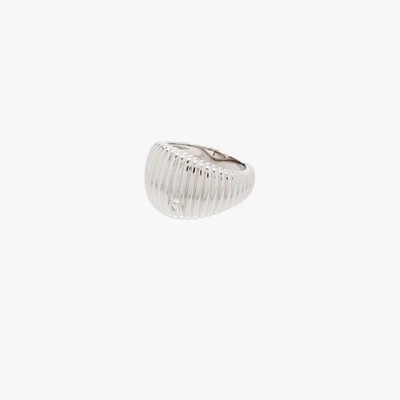 Shop Yvonne Léon 9k White Gold Ridged Diamond Ring
