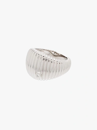 Shop Yvonne Léon 9k White Gold Ridged Diamond Ring
