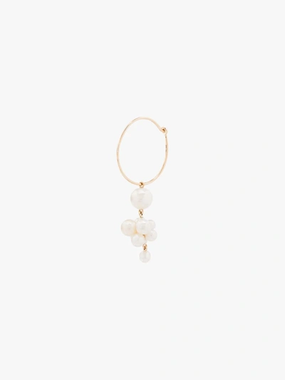 Shop Sophie Bille Brahe 14k Yellow Gold Botticelli Pearl Hoop Earring