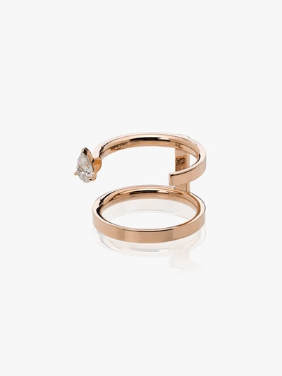 Shop Repossi 18k Rose Gold Serti Sur Vide Two Row Diamond Ring