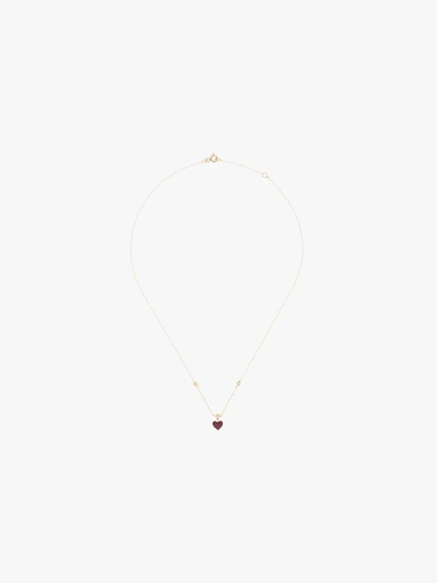 Shop Roxanne First 14k Rose Gold Mini Heart Ruby And Diamond Necklace