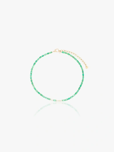 Shay 18kt Yellow Gold Emerald And Diamond Tennis Choker In Yellow Gold