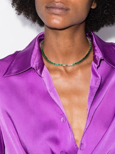 Shay 18kt Yellow Gold Emerald And Diamond Tennis Choker In Yellow Gold