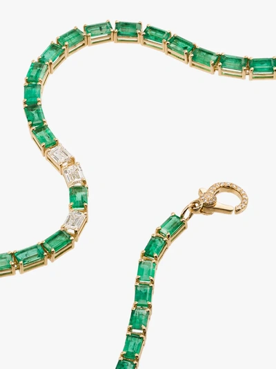 Shay 18kt Yellow Gold Emerald And Diamond Tennis Choker In Yellow Gold