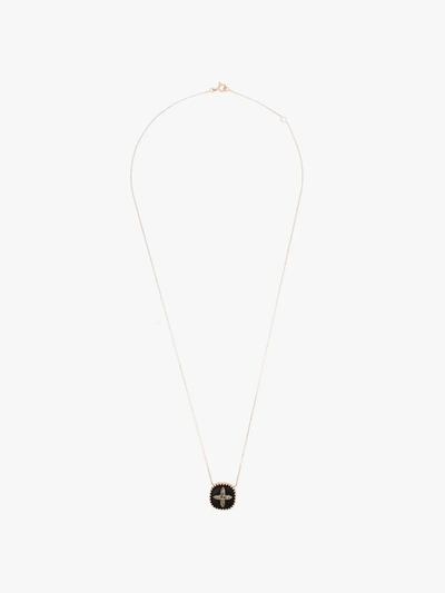 Shop Pascale Monvoisin 9k Rose Gold Bowie Diamond Cross Necklace In Black Rose Gold
