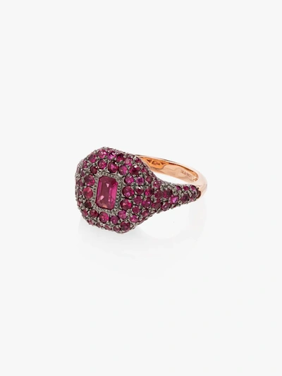 Shop Shay 18k Rose Gold Pavé Ruby Pinky Ring