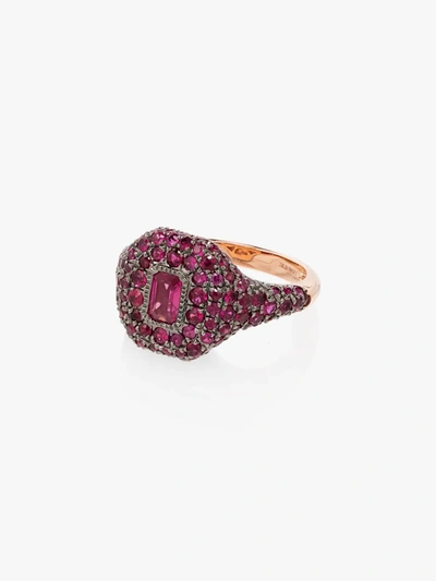 Shay 18kt Rose Gold Pavé Ruby Pinky Ring In Rose Gold