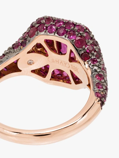 Shay 18kt Rose Gold Pavé Ruby Pinky Ring In Rose Gold