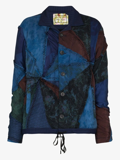 Shop By Walid Blue Jono Patchwork Jacket