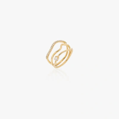 Shop Kimai 18k Yellow Gold Trio Diamond Stack Ring