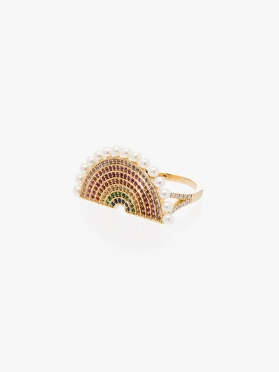 Shop Rosa De La Cruz 18k Yellow Gold Rainbow Sapphire Ring