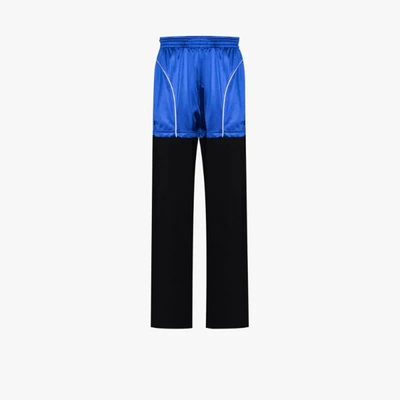 Shop Balenciaga Patch Colour Block Sweatpants - Men's - Cotton/polyester In 4210 Royal Blue