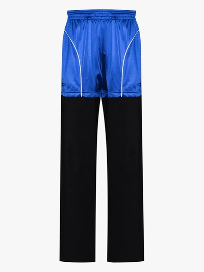 Shop Balenciaga Patch Colour Block Sweatpants - Men's - Cotton/polyester In 4210 Royal Blue