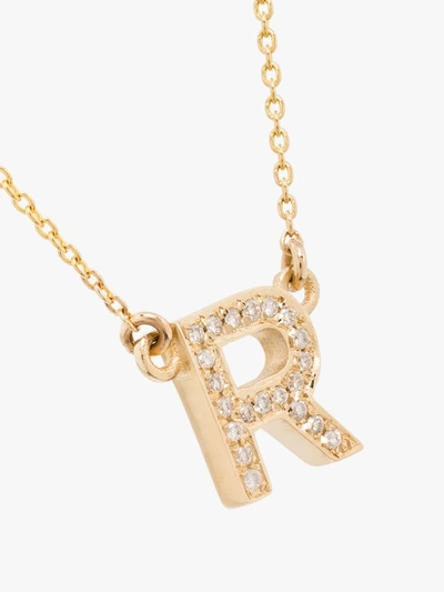 Shop Roxanne First 14k Yellow Gold R Initial Diamond Necklace