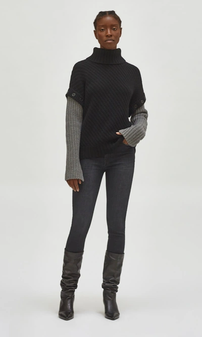 Shop Equipment Aluine Turtleneck Sweater In True Black/gray Flannel
