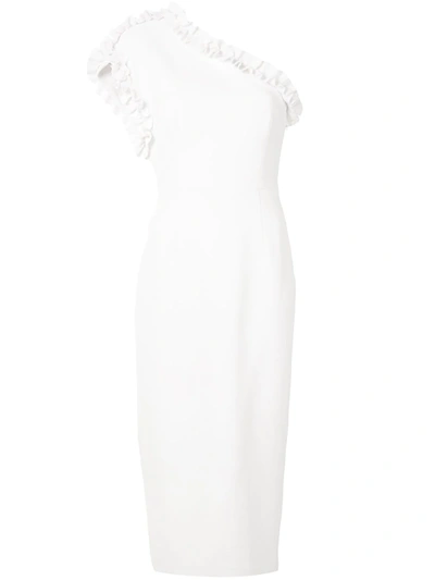 Shop Rebecca Vallance Baci One-shoulder Midi Dress In White