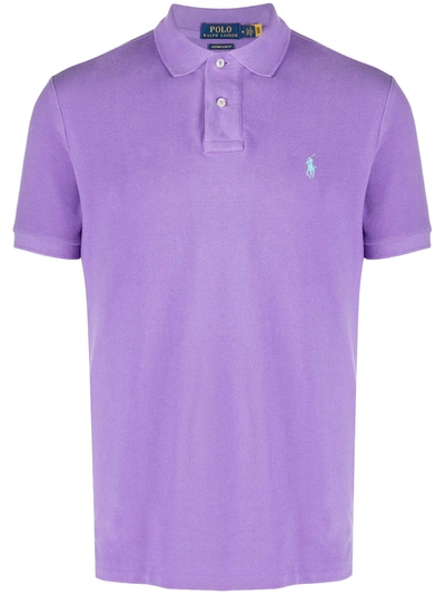 Shop Polo Ralph Lauren Piqué Cotton Polo Shirt In Purple