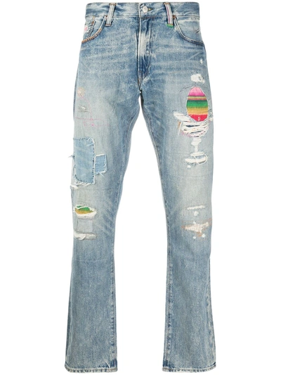 Shop Polo Ralph Lauren Sullivan Distressed Patchwork Jeans In Blue