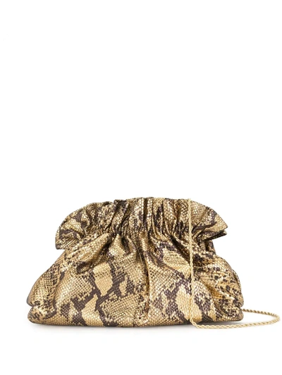 Shop Loeffler Randall Loretta Snakeskin-effect Clutch Bag In Gold