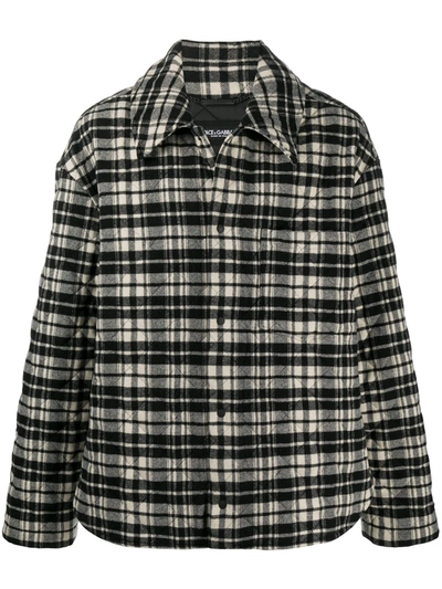 Shop Dolce & Gabbana Checked Padded Jacket In Black