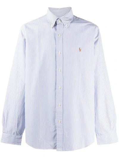 Shop Polo Ralph Lauren Embroidered Logo Shirt In Blue