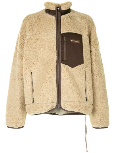 Shop Mastermind Japan Faux-shearling Hooded Jacket In Brown