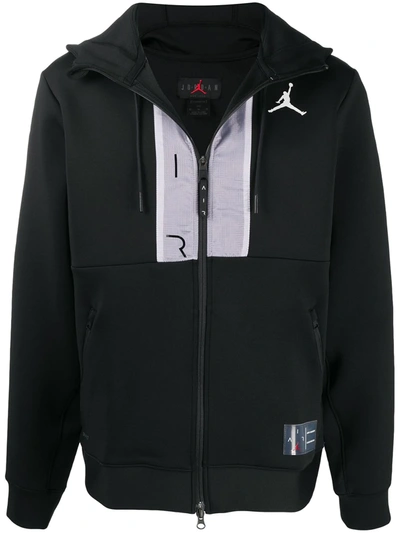 Shop Nike Zip-up Logo Print Hoodie In Black