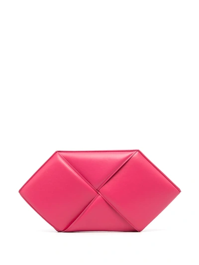 Shop Bottega Veneta Maxi Intrecciato Zipped Clutch In Pink