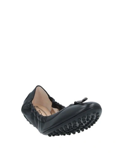 Tod's Crocodile Effect Leather Ballerina Shoes In Black
