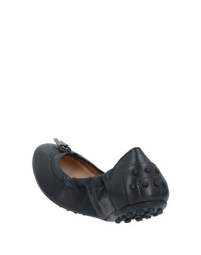 Tod's Crocodile Effect Leather Ballerina Shoes In Black