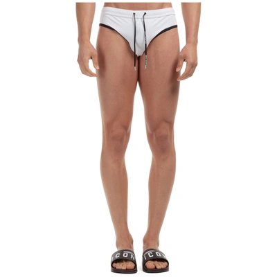 Shop Balmain Men's Brief Swimsuit Bathing Trunks Swimming Suit In White