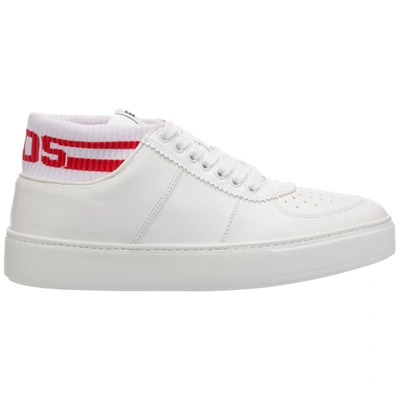 Shop Gcds Men's Shoes Leather Trainers Sneakers In White