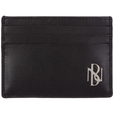 Shop Neil Barrett Men's Genuine Leather Credit Card Case Holder Wallet Metal Monogram In Black