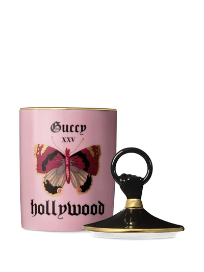 Shop Gucci Butterfly Print Candle In Pink