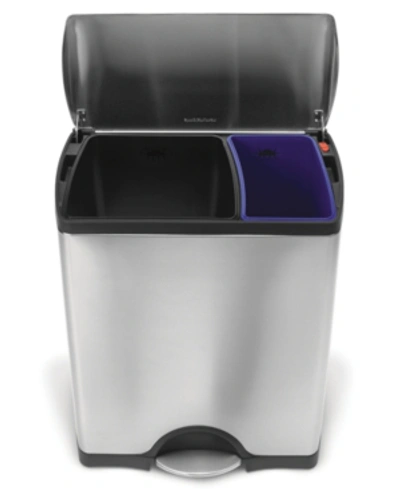 Simplehuman 46-liter Brushed Stainless Steel Dual Recycler Step Trash Can In Brushed