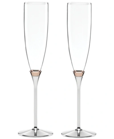 Kate Spade Rosy Glow Toasting Champagne Flutes Set In No Color