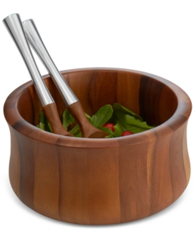 Shop Nambe 3-pc. Nara Salad Bowl & Servers Set In Brown