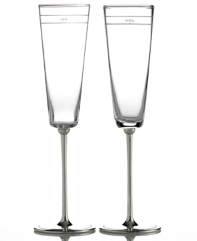 Kate Spade Darling Point Mr. & Mrs. Toasting Champagne Flutes Set In No Color