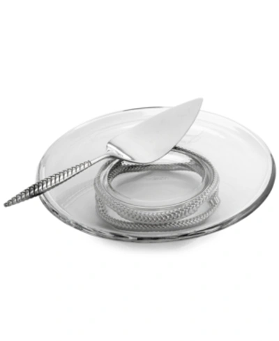Shop Nambe 2-pc. Braid Glass Cake Plate & Server Set In Glass/silver