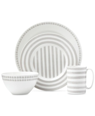 Kate Spade New York Charlotte Street North Grey Collection 4-piece Place Setting In White