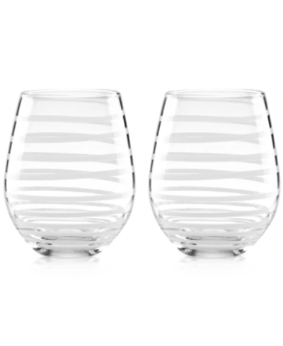 Shop Kate Spade Charlotte Street Collection 2-pc. Stemless Wine Glasses Set In White Spiral