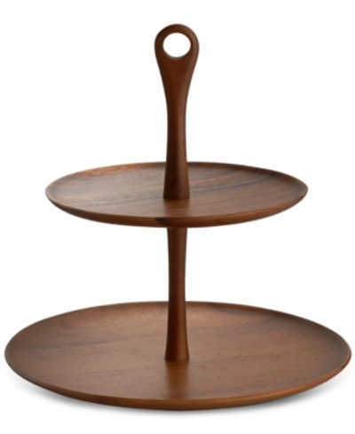 Shop Nambe Skye Dinnerware Collection By Robin Levien Wood Tiered Dessert Stand In Brown