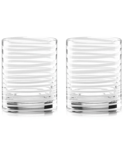 Shop Kate Spade Charlotte Street Double Old-fashioned Glasses, Set Of 2 In White Spiral