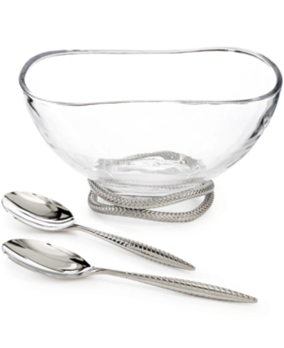 Shop Nambe Braid Glass Salad Bowl & Servers In Silver