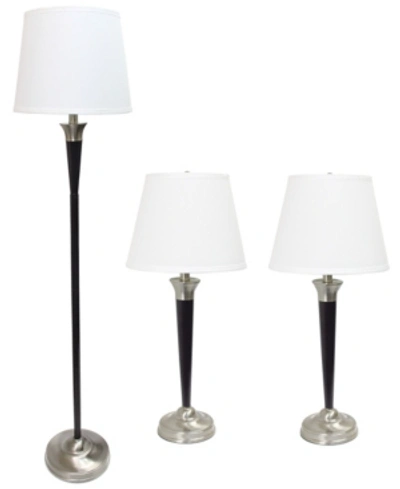 Shop All The Rages Elegant Designs Malbec Black And Brushed Nickel 3 Pack Lamp Set (2 Table Lamps, 1 Floor Lamp)