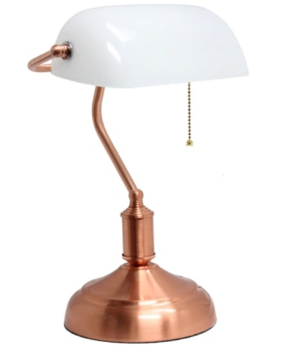 Shop All The Rages Simple Designs Executive Banker's Desk Lamp With Glass Shade In Gold