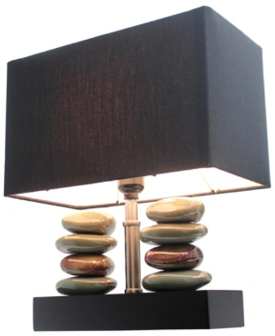 Shop All The Rages Elegant Designs Rectangular Dual Stacked Stone Ceramic Table Lamp With Black Shade