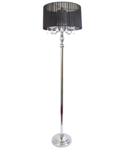 Shop All The Rages Elegant Designs Trendy Romantic Sheer Shade Floor Lamp With Hanging Crystals In Black