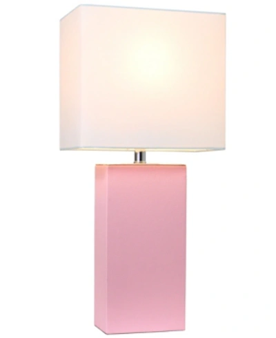 Shop All The Rages Elegant Designs Modern Leather Table Lamp With White Fabric Shade In Pink